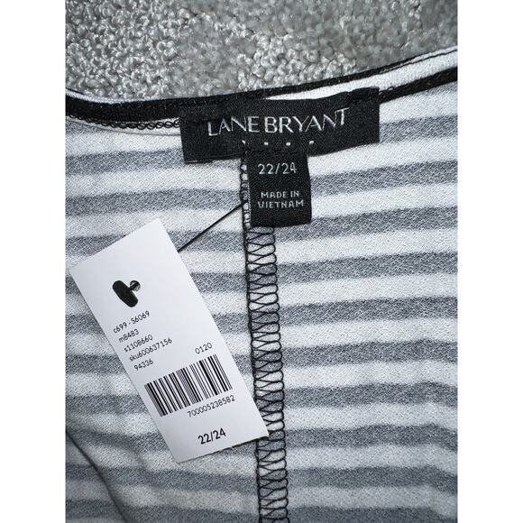 Stripe Wrap TOP Lane Bryant 2X Super Soft Knit Blouse Black White 22W 24W NEW - Picture 7 of 8